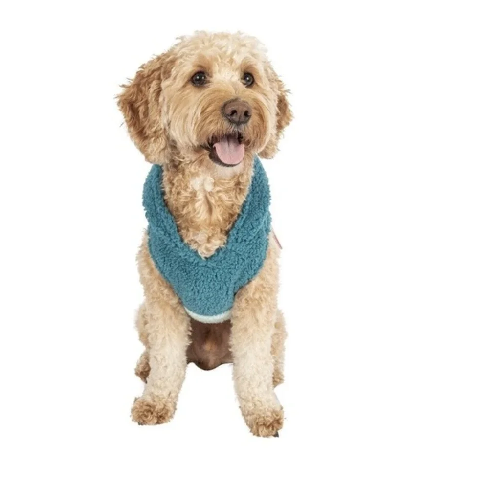 NWT Justice Pet Polyester Sherpa Snowflake Dog Hoodie Turquoise‎ Size S